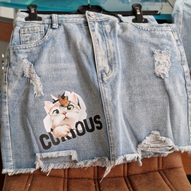 Gonna jeans gatto curious