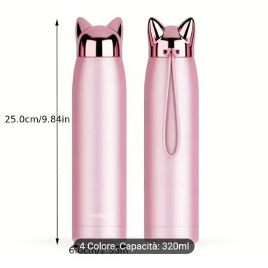 Bottiglia termica orecchie gatto