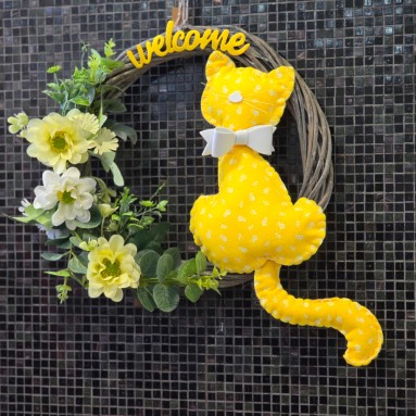 Ghirlanda gatto giallo a fiori