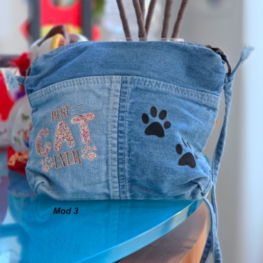 Borsetta jeans gatti