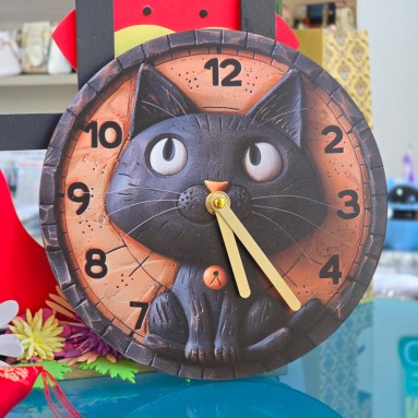 Orologio gatto nero cicciotto