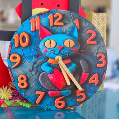 Orologio gatto cuore