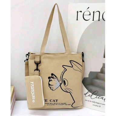 Borsa in tela con gatto