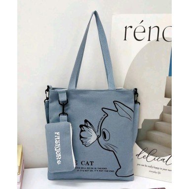 Borsa in tela con gatto