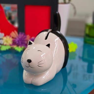 Salvadanaio in ceramica bicolore