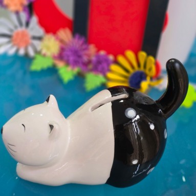 Salvadanaio in ceramica bicolore