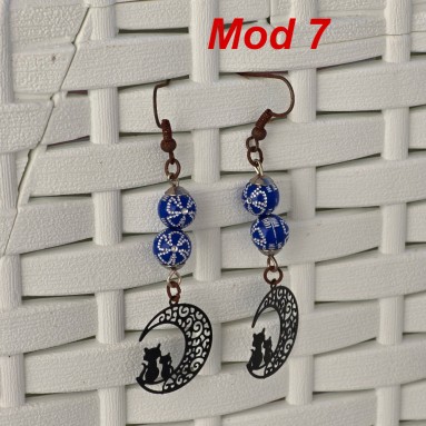 Orecchini pendenti gatto e luna