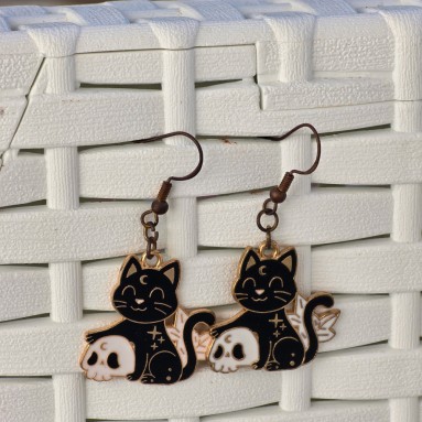 Orecchini gatto e teschio