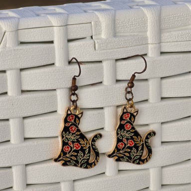 Orecchini gatto fiorato