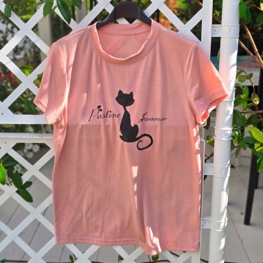Maglia gatto stilizzato rosa