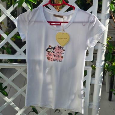 Maglia bianca I love cats