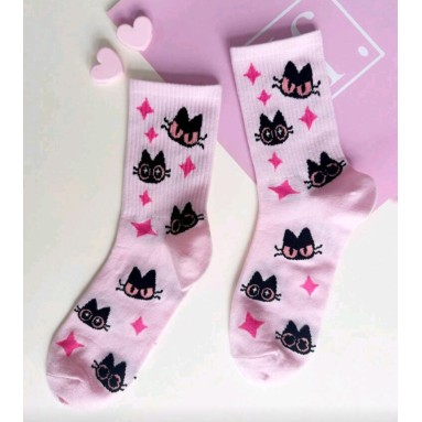 Calze rosa gatto nero