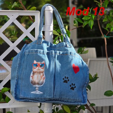 Borse jeans gatto