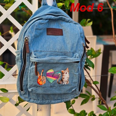 Zaino jeans tema gattino