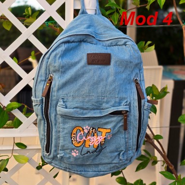 Zaino jeans tema gattino