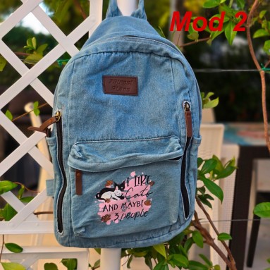 Zaino jeans tema gattino