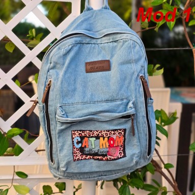 Zaino jeans tema gattino