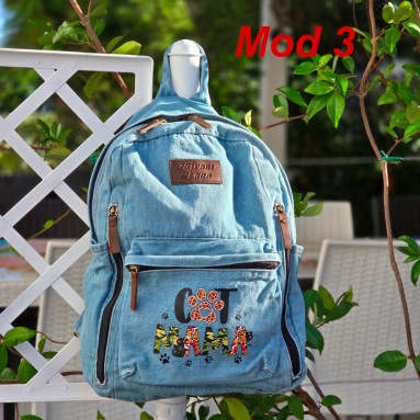 Zaino jeans tema gattino