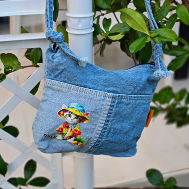 Borsetta piccola jeans gatto