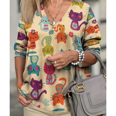 Maglietta beige con gattini