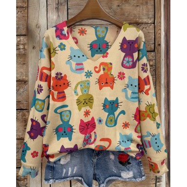 Maglietta beige con gattini
