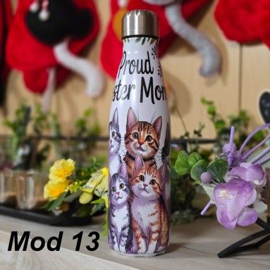 Bottiglia termica colorata gatti