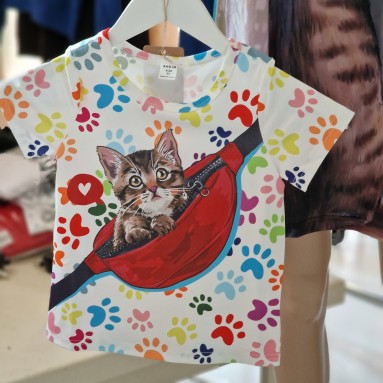 Maglia bimbo con gatto e zampe