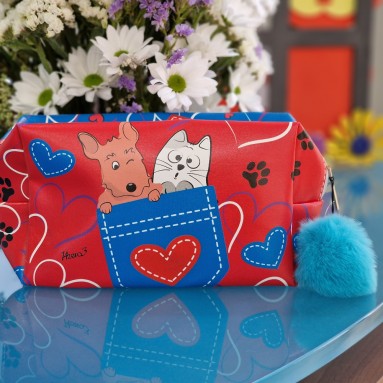 Pochette bicolore gatti