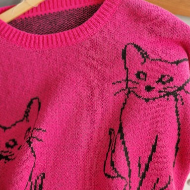 Maglione lana a tema gatto