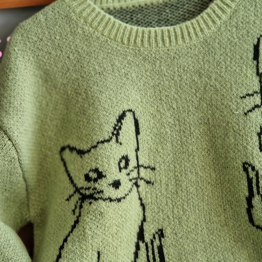 Maglione lana a tema gatto
