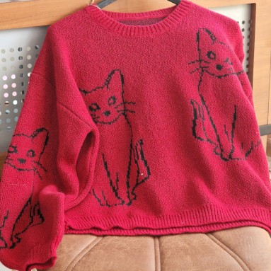 Maglione lana a tema gatto