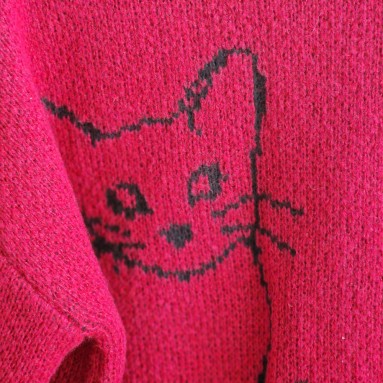 Maglione lana a tema gatto