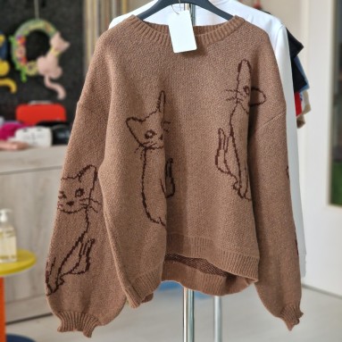 Maglione lana a tema gatto