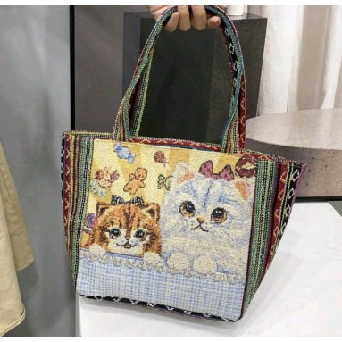 Borsa tela con gatti