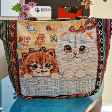 Borsa tela con gatti